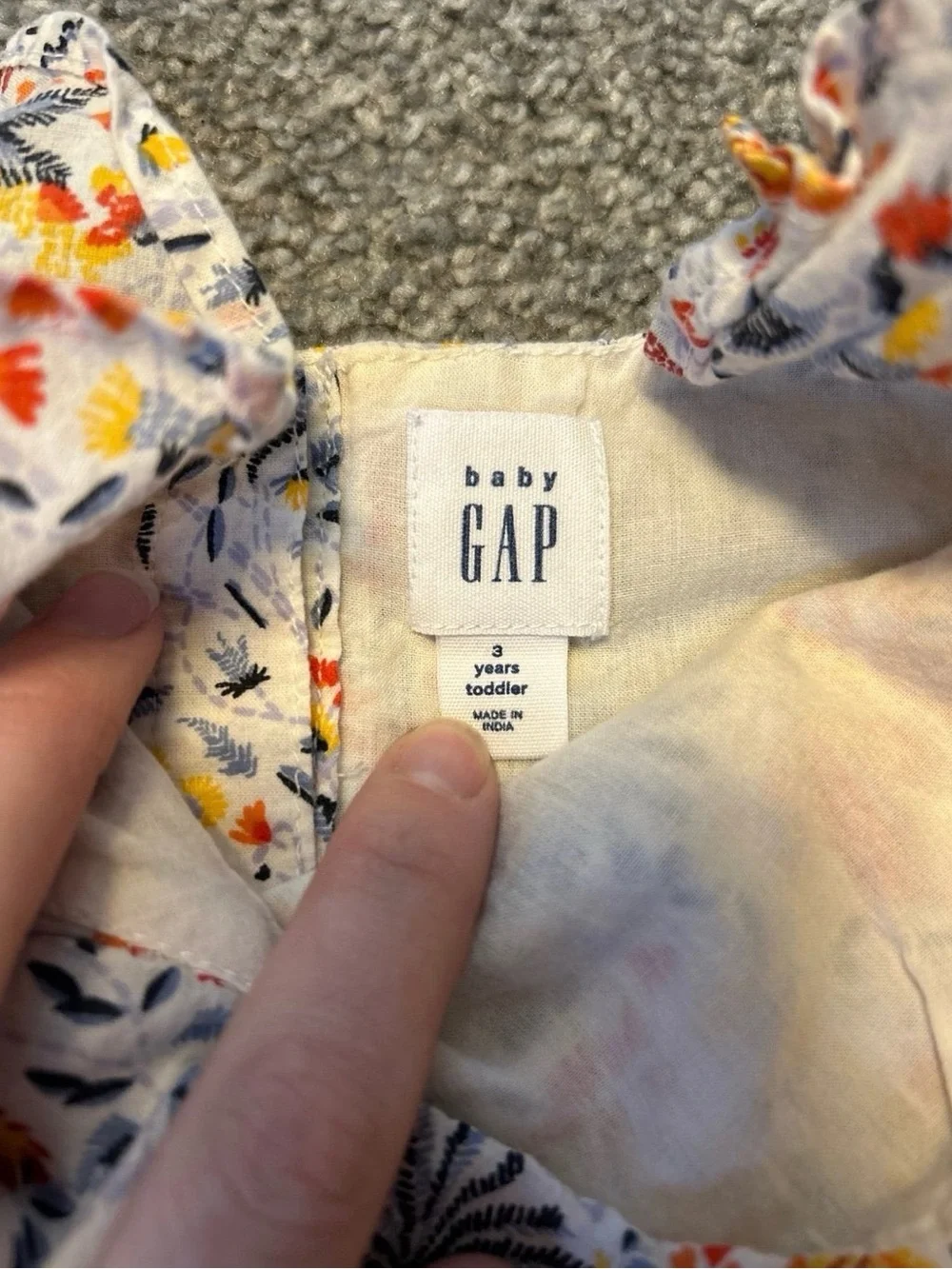 GAP Baby Floral & Butterfly Print Dress in White, Navy, Yellow, Orange